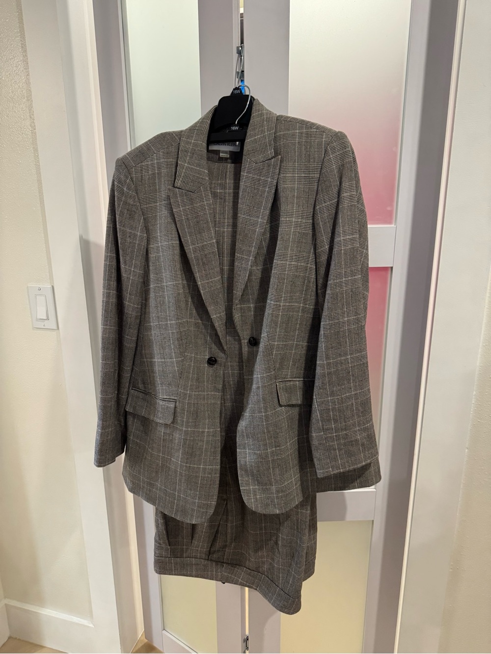 Gray and brown Plaid Women’s Blazer - Classic Double-Button Suit